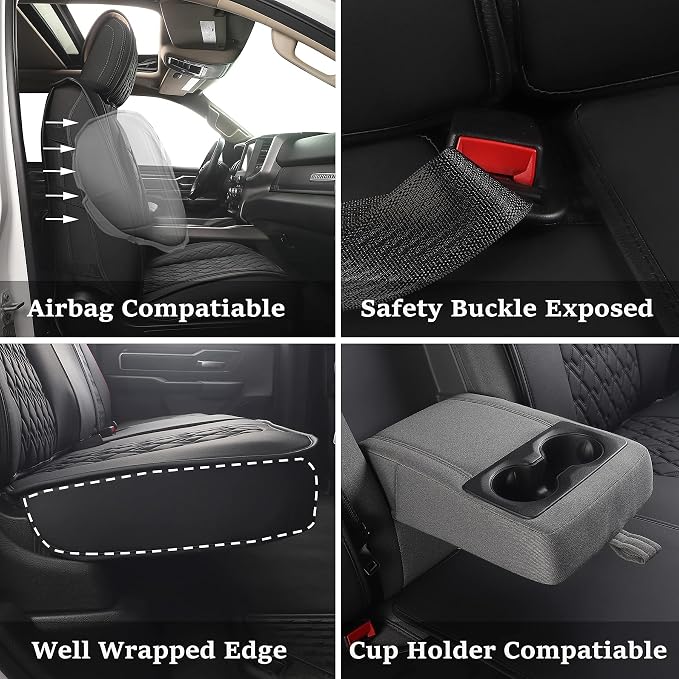 JOJOBAY Car Seat Covers for Dodge Ram Full Set, Fit Ram 2009-2023 - Image 4