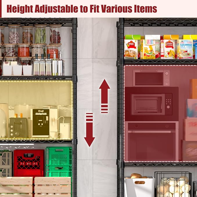PrimeZone 55.5" W x 24" D x 80" H Heavy Duty Wire Storage Shelves - Image 5