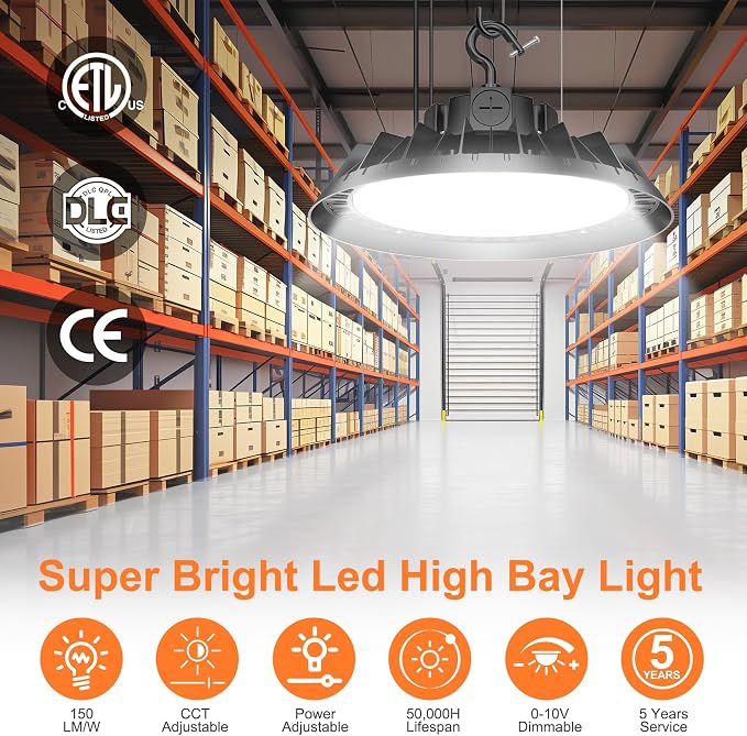 9Pack LED High Bay Lights, 200W UFO High Bay LED Shop Lights, 30000LM - Image 2