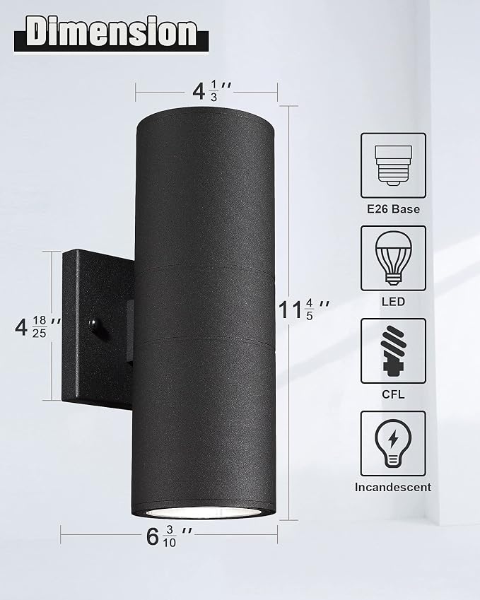 Ken & Ricky Outdoor Wall Sconce Lights, Cylinder Outdoor Light Fixtures - Image 4