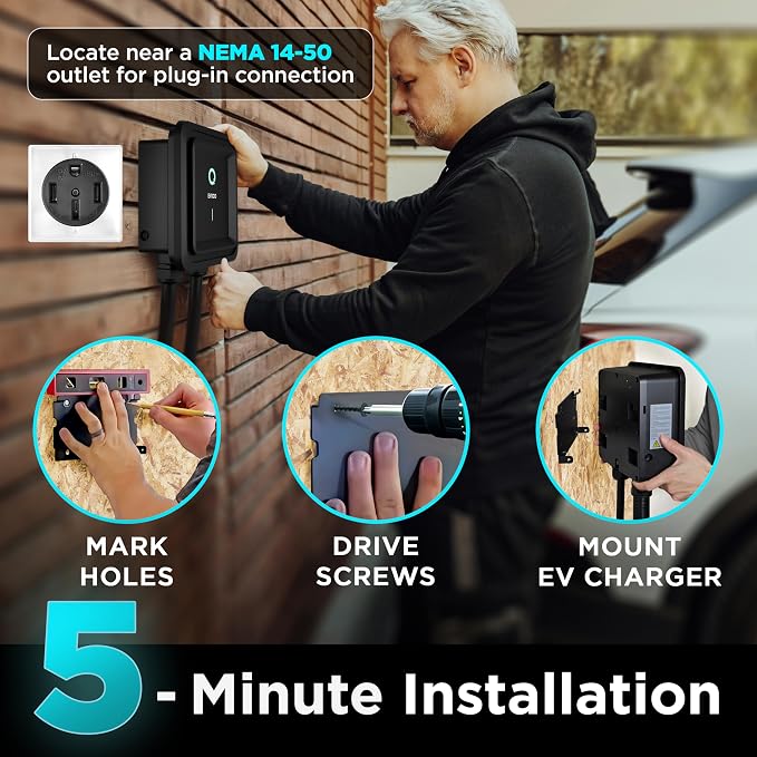 EVIQO Level 2 EV Charger - 48 Amp EV Charger Level 2-240V Electric Vehicle - Image 3