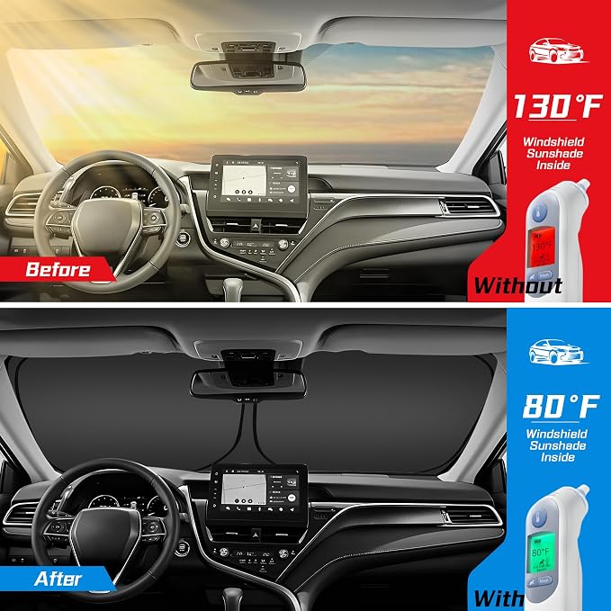ARISMOTOR Windshield Sun Shade for Ni-ssan Rogue 2021-2025, Custom Fit Foldable - Image 2