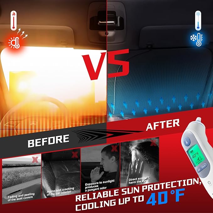 Windshield Sun Shade for 2017-2024 Jeep Compass SUV Foldable Sun Sunshade for - Image 4