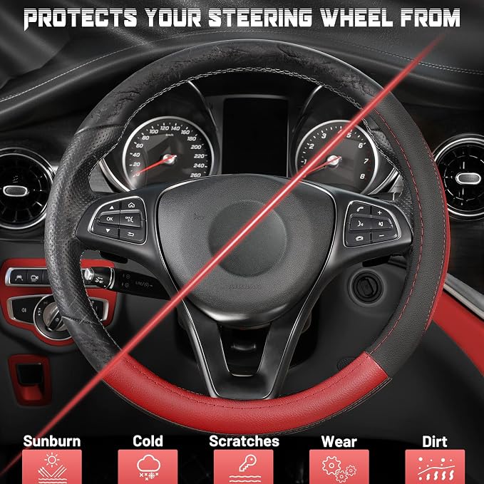 SEG Direct Car Steering Wheel Cover Universal Standard Size 14.5-15 inch - Image 4