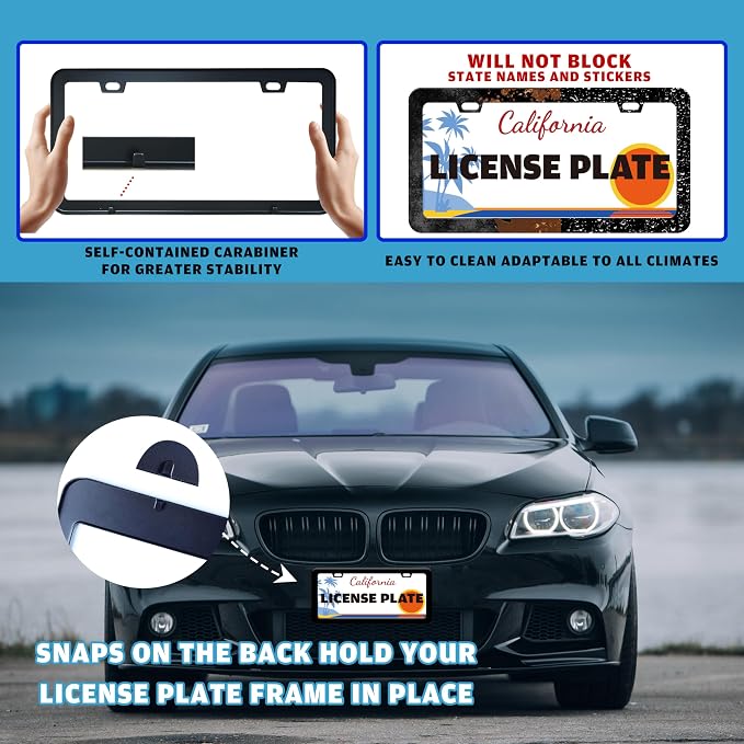 Black and White Flame License Plate Frame Fire License Plate Holder - Image 5