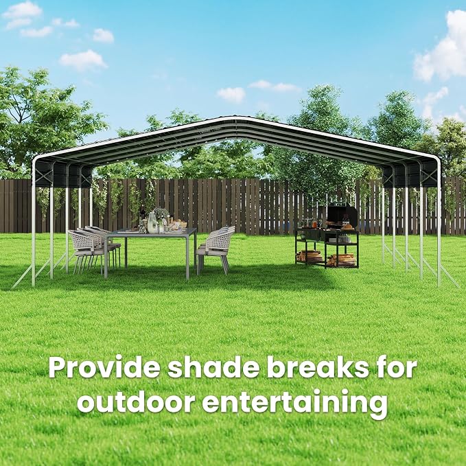 20x20' Heavy Duty Metal Carport – Sturdy Structure, All-Weather Protection - Image 7