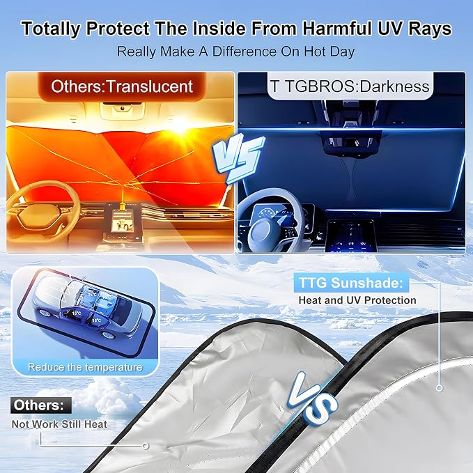 T TGBROS Windshield Sun Shade for Toyota Land Cruiser Prado 250 2024 2025 Front - Image 4