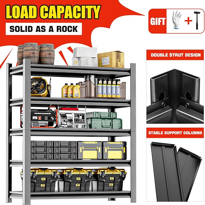 Metal Garage Shelving – 5 Shelf Heavy Duty Storage Rack - Image 7