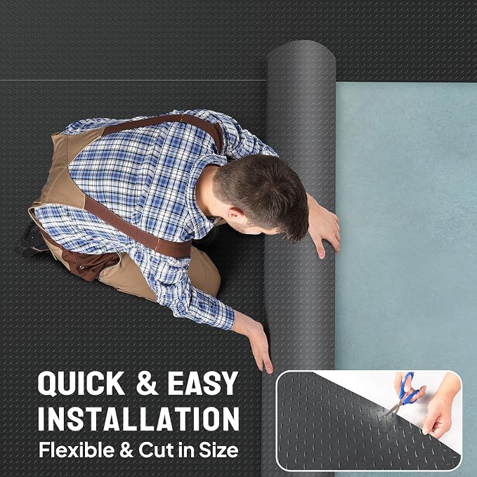 TUFFIOM 7'87'' x 22 FT Garage Floor Mat, Thickened Diamond Plate PVC Garage - Image 4