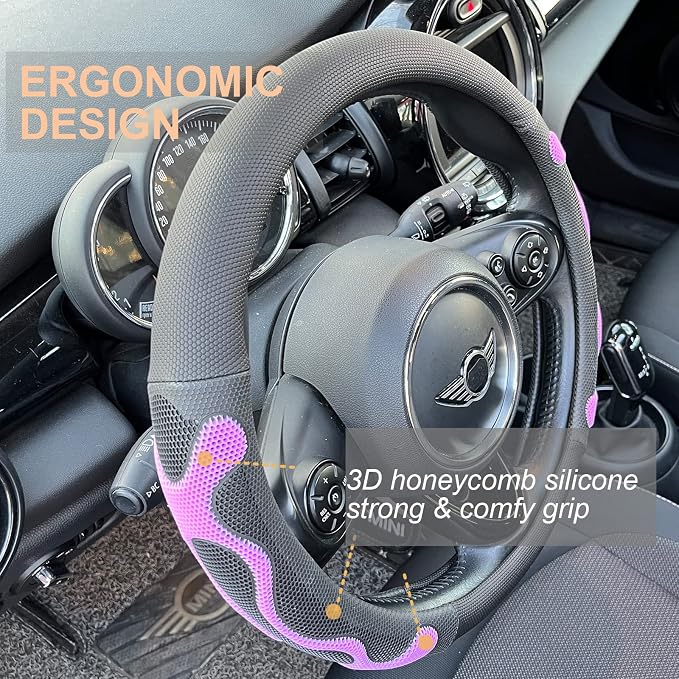 PINCTROT Comfy Grip Steering Wheel Cover, Anti-Slip Design, Universal 14.5-15 - Image 2