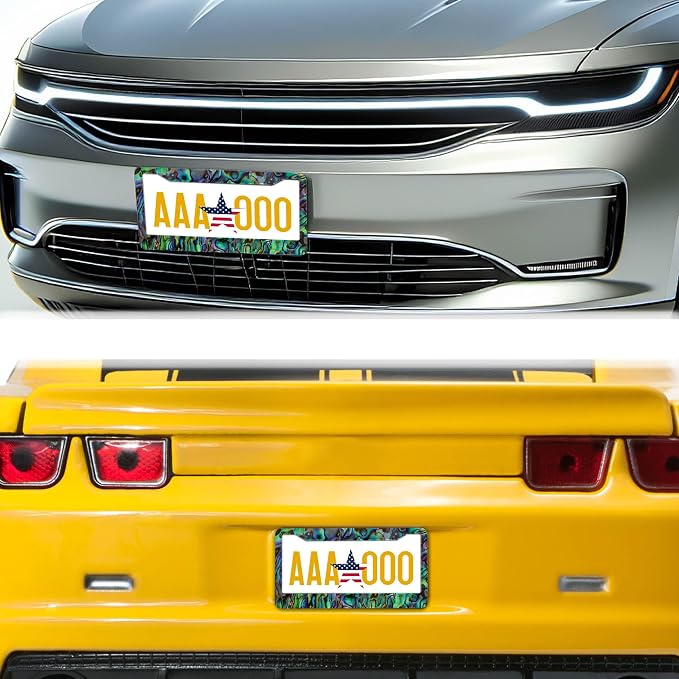 License Plate Frames Multicolor Fun License Plate Frame Cover Faux Abalone - Image 8