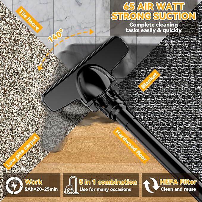 Cordless Vacuum for Dewalt 20V Battery, 5 in 1 Handheld Electric Vacuum Cleaner - Image 4
