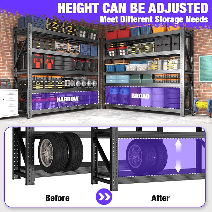 8000LBS Garage Shelving Heavy Duty, 5-Tier 71" H Storage Garage Shelves - Image 4