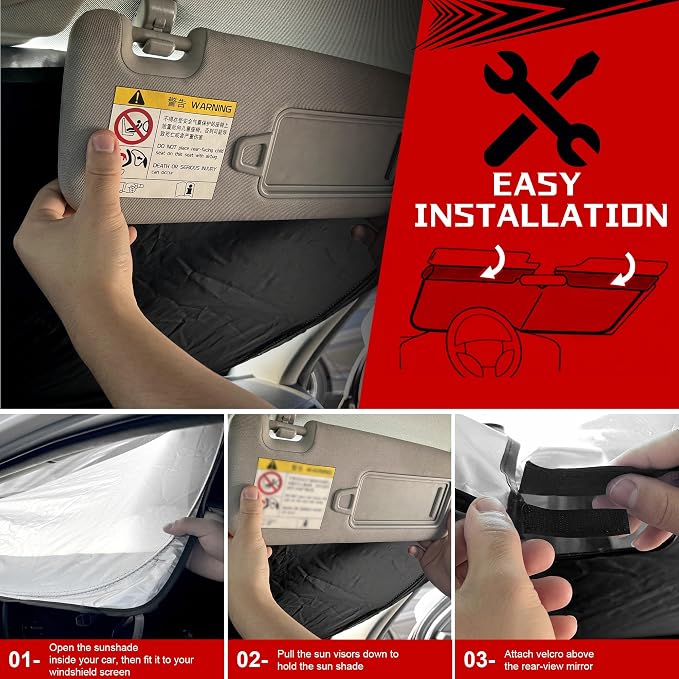 Windshield Sun Shade for 2022-2025 Hyun-dai Tucson Foldable Sun Sunshade for - Image 6