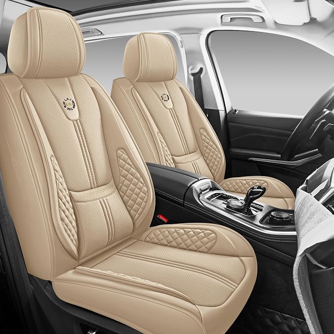 Car Seat Covers Front Only, Easy Install Luxury Leather Automotive Seat Covers by L.D.J+DESIGN+TIDE+PLAY