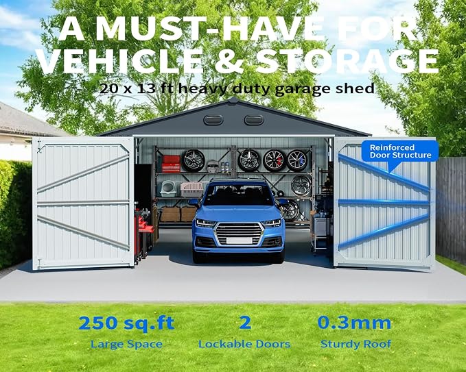 20 x 13 FT Outdoor Storage Shed, Large Metal Garden Tool Shed - Image 2