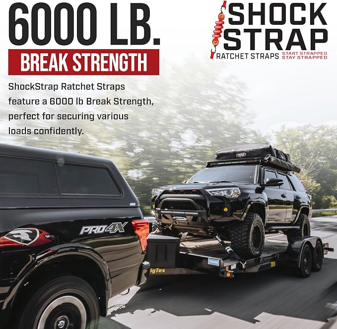 Ratchet Strap, 9’ x 2” Shock Absorbing Heavy Duty Tie downs - Image 8