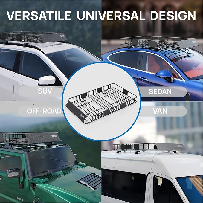 Bonnlo 250lbs Extendable Rooftop Cargo Carrier, 64×39×6inch Universal Roof Rack - Image 7