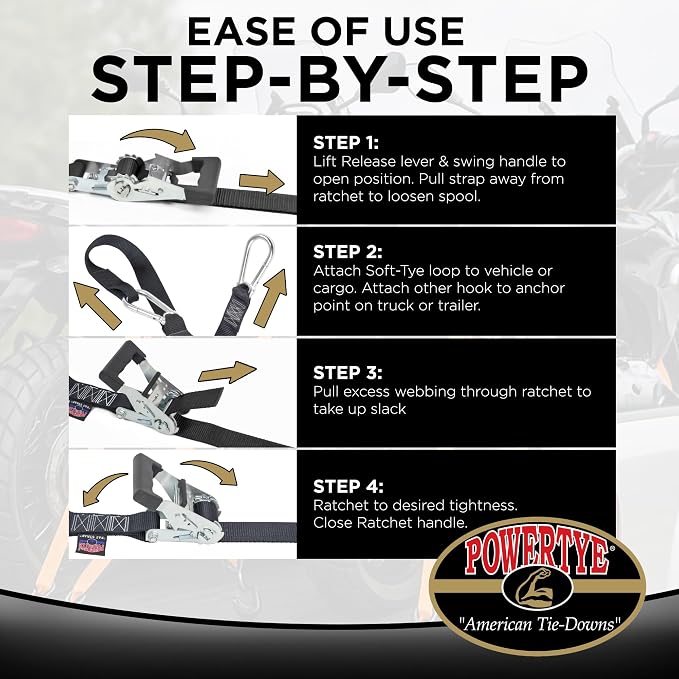 PowerTye - Made in USA - Heavy Duty Ratchet Tie Down Straps - Image 5
