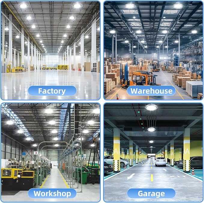 6 Pack 500W LED High Bay Light 72, 500LM DLC ETL Listed Industrial Grade UFO - Image 9