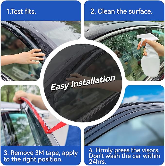 Window Visors Rain Guards for 2005-2015 Toyota Tacoma Double Cab, Out-Channel - Image 5