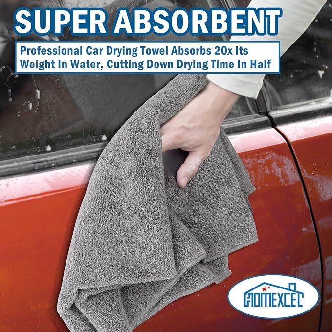 HOMEXCEL Professional Large Microfiber Car Drying Towels 4 Pack, Lint Free - Image 4