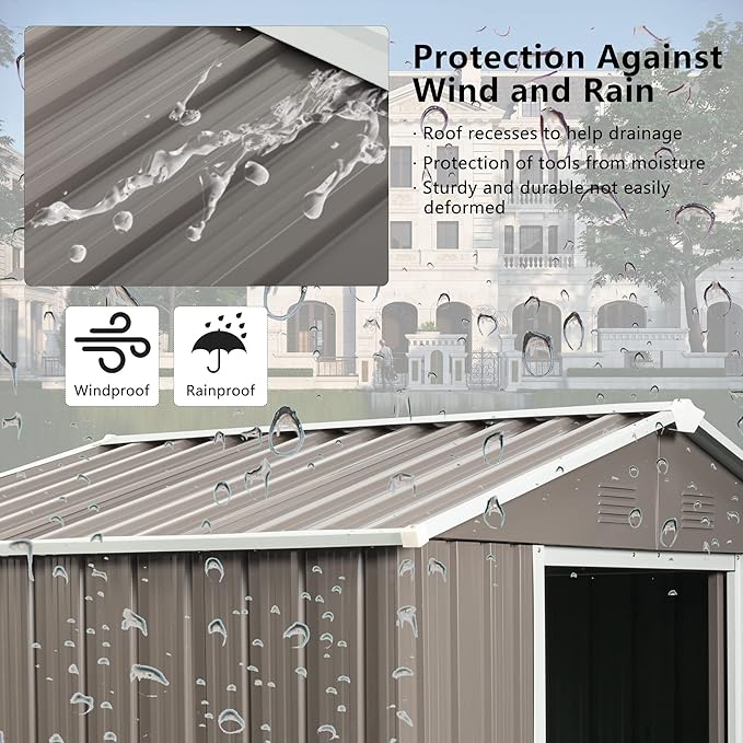 6x5 FT Outdoor Storage Shed, Metal Garden Shed - Image 3