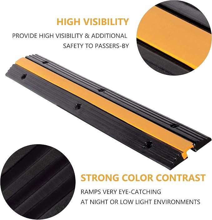 4 Pack Rubber Cable Ramp Hose Cable Protector Ramp 1 Channel 11000Lbs Load - Image 6