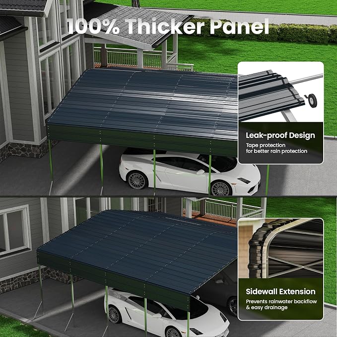20x20' Heavy Duty Metal Carport – Sturdy Structure, All-Weather Protection - Image 3