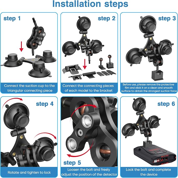 Radar Detector Mount, Triangular Suction Cup Mount, Windshield Radar Detector - Image 6