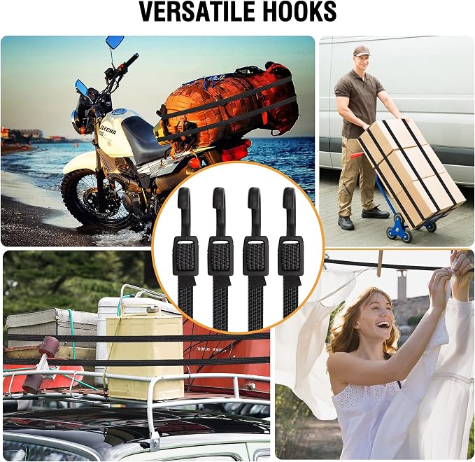 Bungee Cords with Hooks, 40 Inch Flat Adjustable Bungee Cords with Hooks Heavy - Image 7
