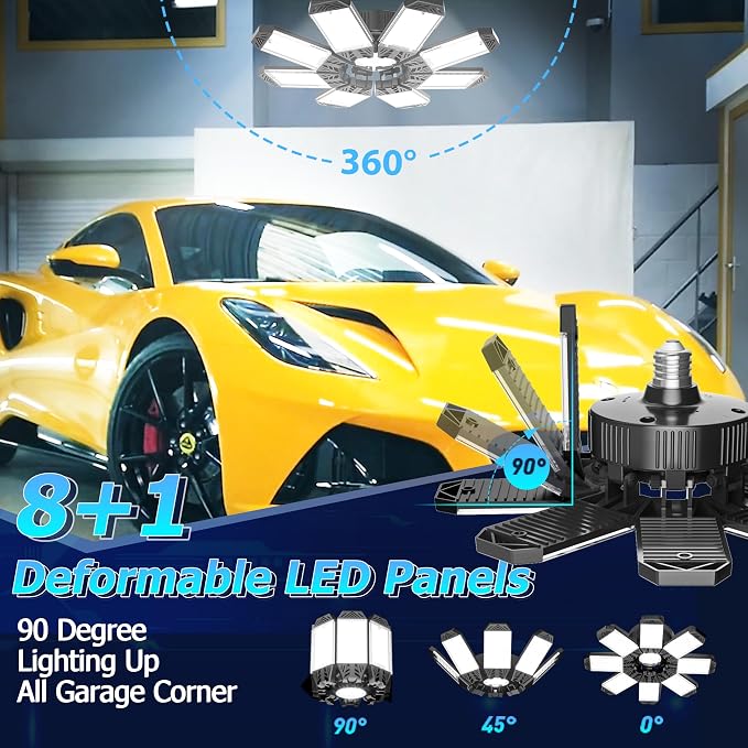 ISKYDRAW LED Garage Lights 2 Pack, 260W 26000LM Bright Shop Light - Image 2