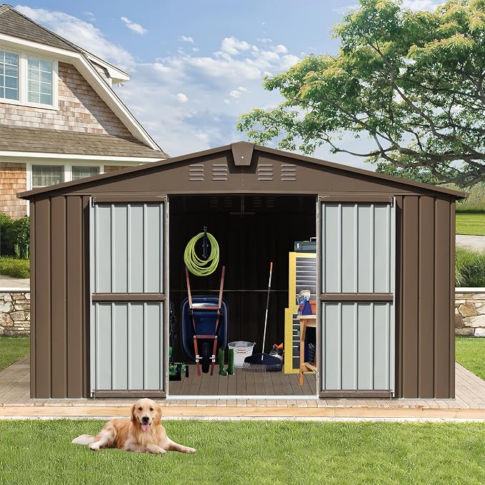IKERY Extra - Large Galvanized Steel Storage Shed - 11' x 12.5' - Image 3