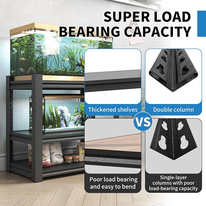 3 Tier Metal Shelving Unit, Aquarium Shelf System, Small Storage Organizer Racks - Image 4