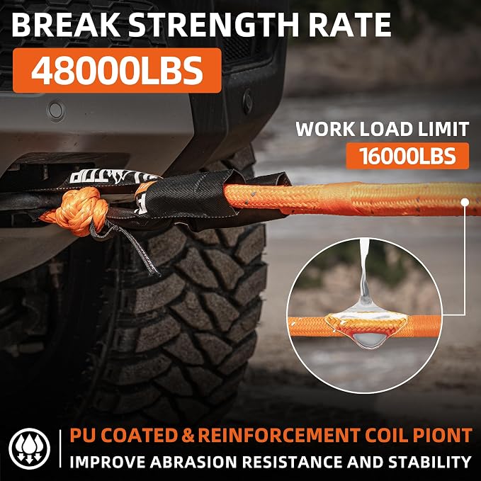 ALL-TOP Kinetic Rope Kit w/ 2 Soft Shackles, 1in x 30ft, Heavy Duty 30+% - Image 3