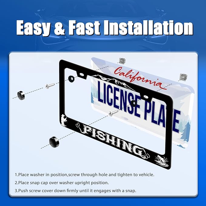 Fishing License Plate Frame Personalised License Plate Stainless Steel Funny - Image 3