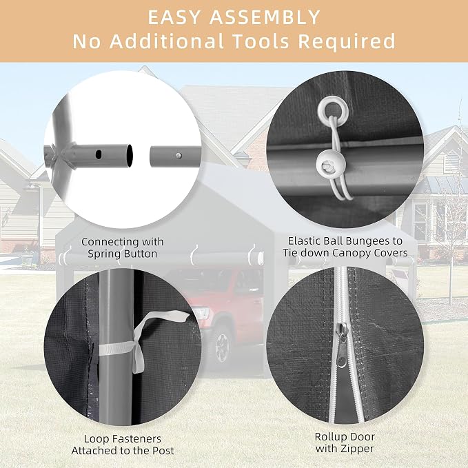 JY QAQA Carport, 12x20 FT Heavy Duty Carport - Image 3