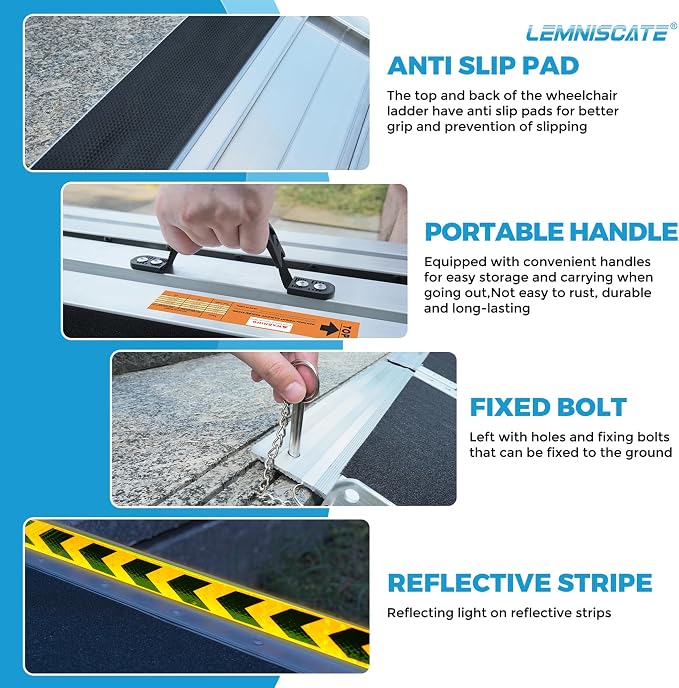 LEMNISCAT Wheelchair Ramp 5FT, Portable Wheel Chair Ramps - Image 4