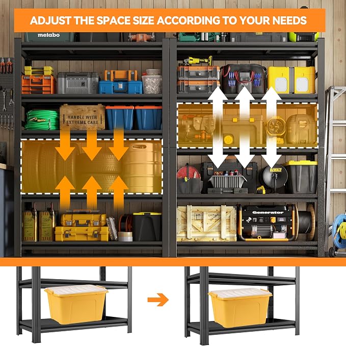 59''H Garage Shelving Heavy Duty Rack, 2400 LBS Large Capacity 4 Tier - Image 3
