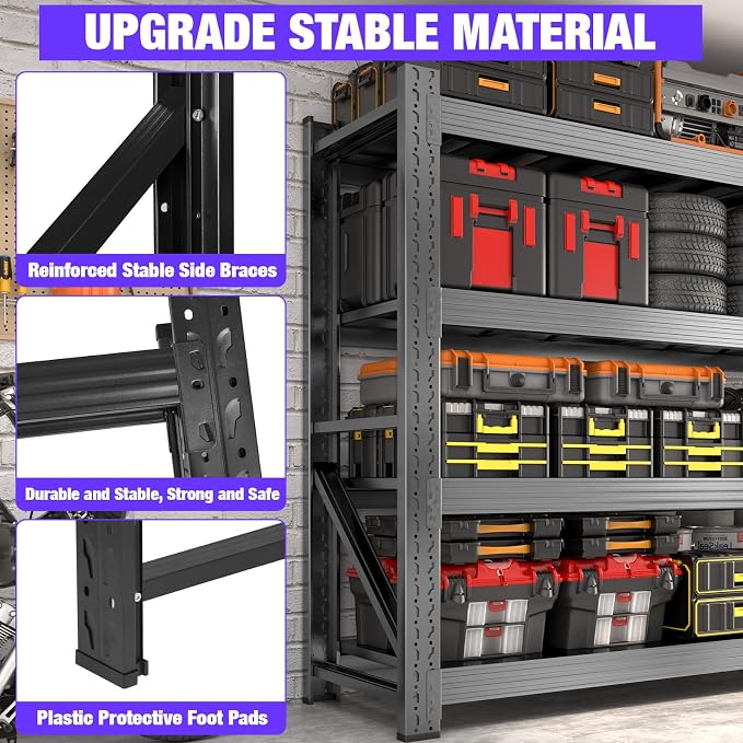 6000LBS Garage Shelving Heavy Duty, 4-Tier 59" W Storage Garage Shelves - Image 7