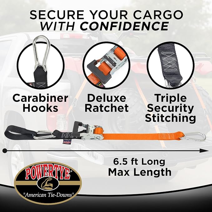 PowerTye - Made in USA - Heavy Duty Ratchet Tie Down Straps - Image 3