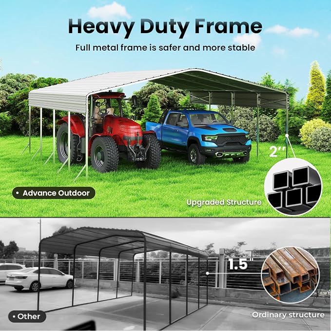 Heavy Duty Metal Carport – Sturdy Structure, All-Weather Protection, Easy - Image 2