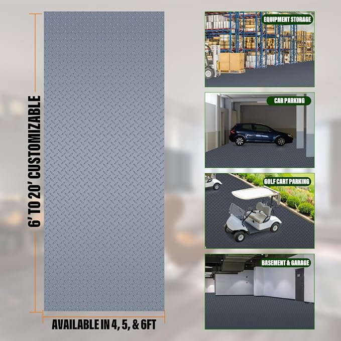 SEAL 5 x 8 Ft Premium Garage Floor Mat, Solid 2.8mm Thick Gray Commercial Grade - Image 2