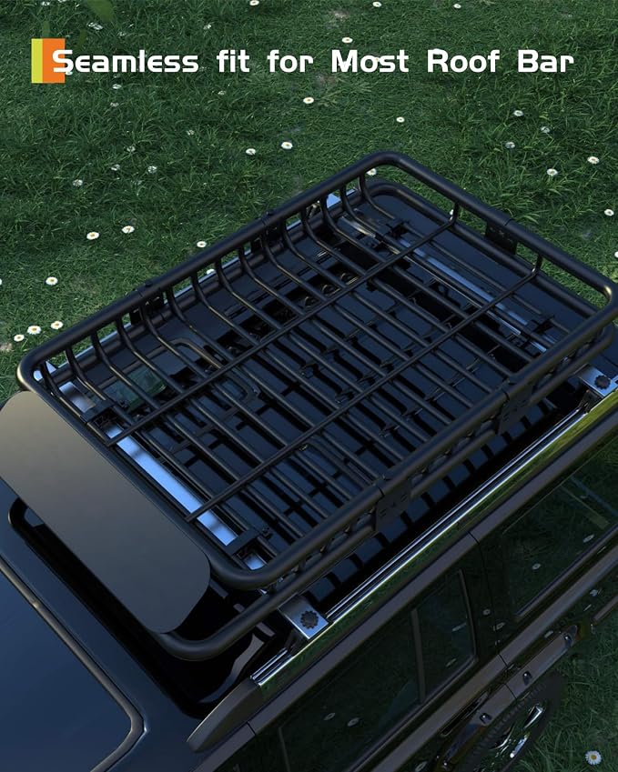 64" x 39" Universal Roof Rack Carrier Basket, 200 Lbs Capacity Car Cargo Rack - Image 7