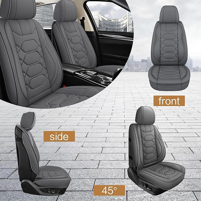 Pariitadin Leather Car Seat Covers Front Pair, Waterproof Breathable Faux - Image 2