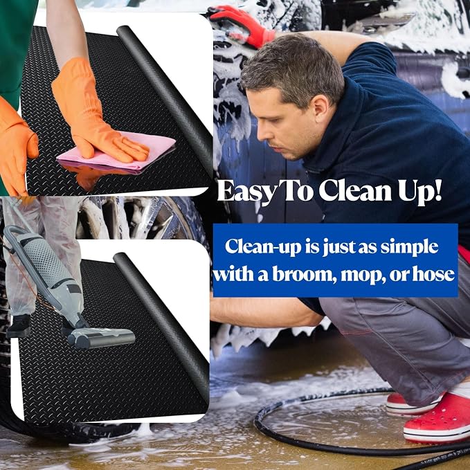 BESEA 4 x 10 FT Garage Floor Mat, Heavy Duty Diamond Plate Rubber Parking Mat – - Image 3