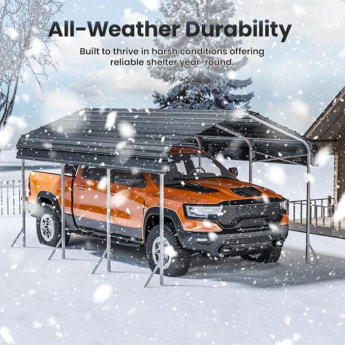 10x15' Heavy Duty Metal Carport – Sturdy Structure, All-Weather Protection - Image 6