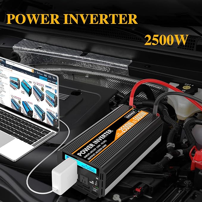 SUDOKEJI 2500W Power Inverter 12V DC to AC 110V/120V 5000W Converter 3 sockets - Image 3
