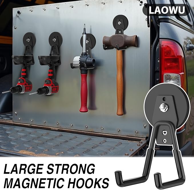 3Pcs Heavy Duty Storage Magnetic Utility Hooks Large Garage Strong Extra Magnet - Image 5