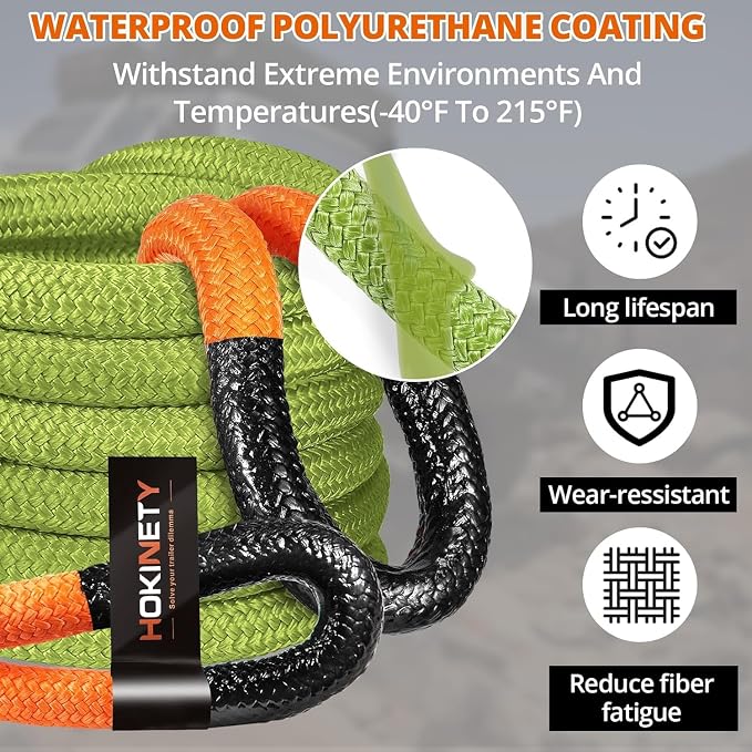 Kinetic Recovery Tow Rope 1-1/8" x20ft Offroad Snatch Strap 48000lbs Heavy Duty - Image 3